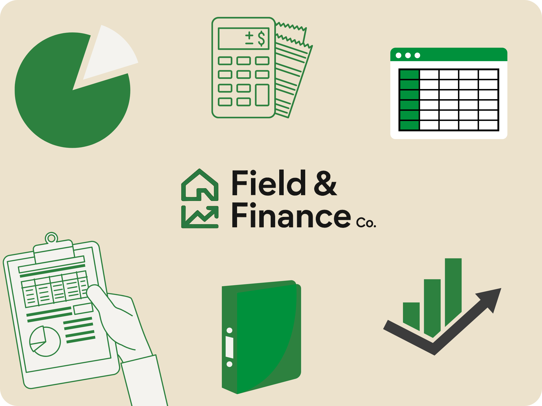 Illustration of financial management concepts, including charts and documents.